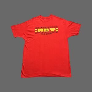 Hanes-Beefy T Vintage 90s Towing Shirt Single Stitch Red Tee XL